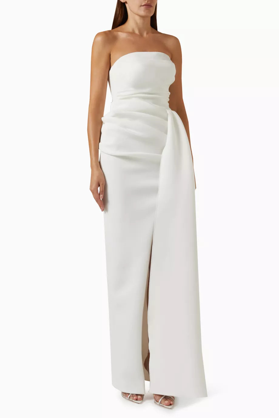 Strapless Draped Maxi Gown