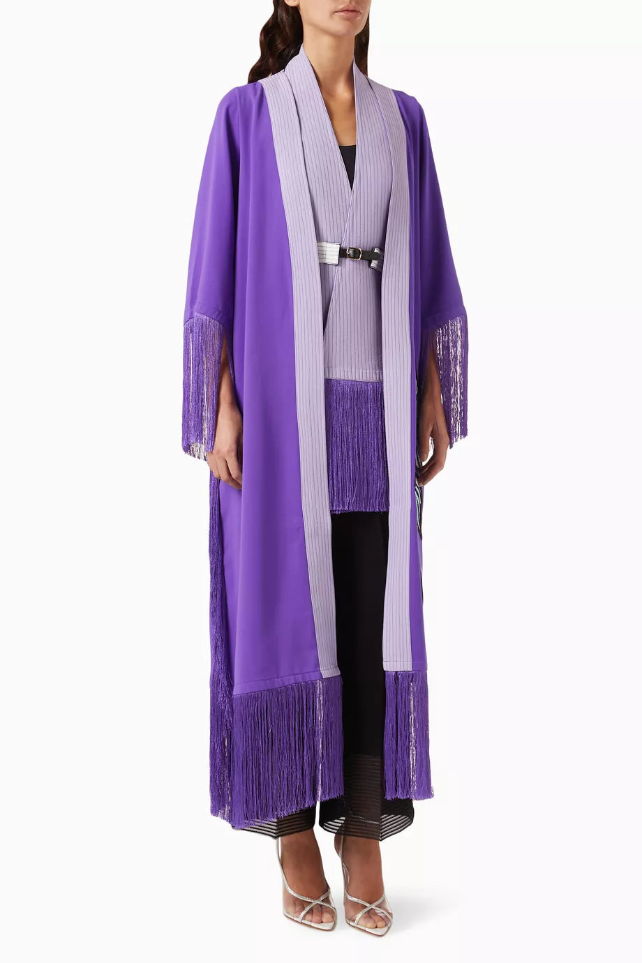 Embellished Fringe Cardigan in Crepe