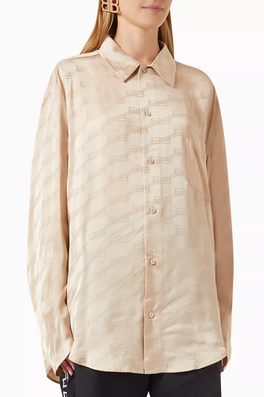 BB Monogram Shirt in Satin-jacquard