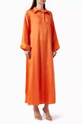Fringed Maxi Dress in Silk