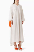 Fringed Maxi Dress in Linen