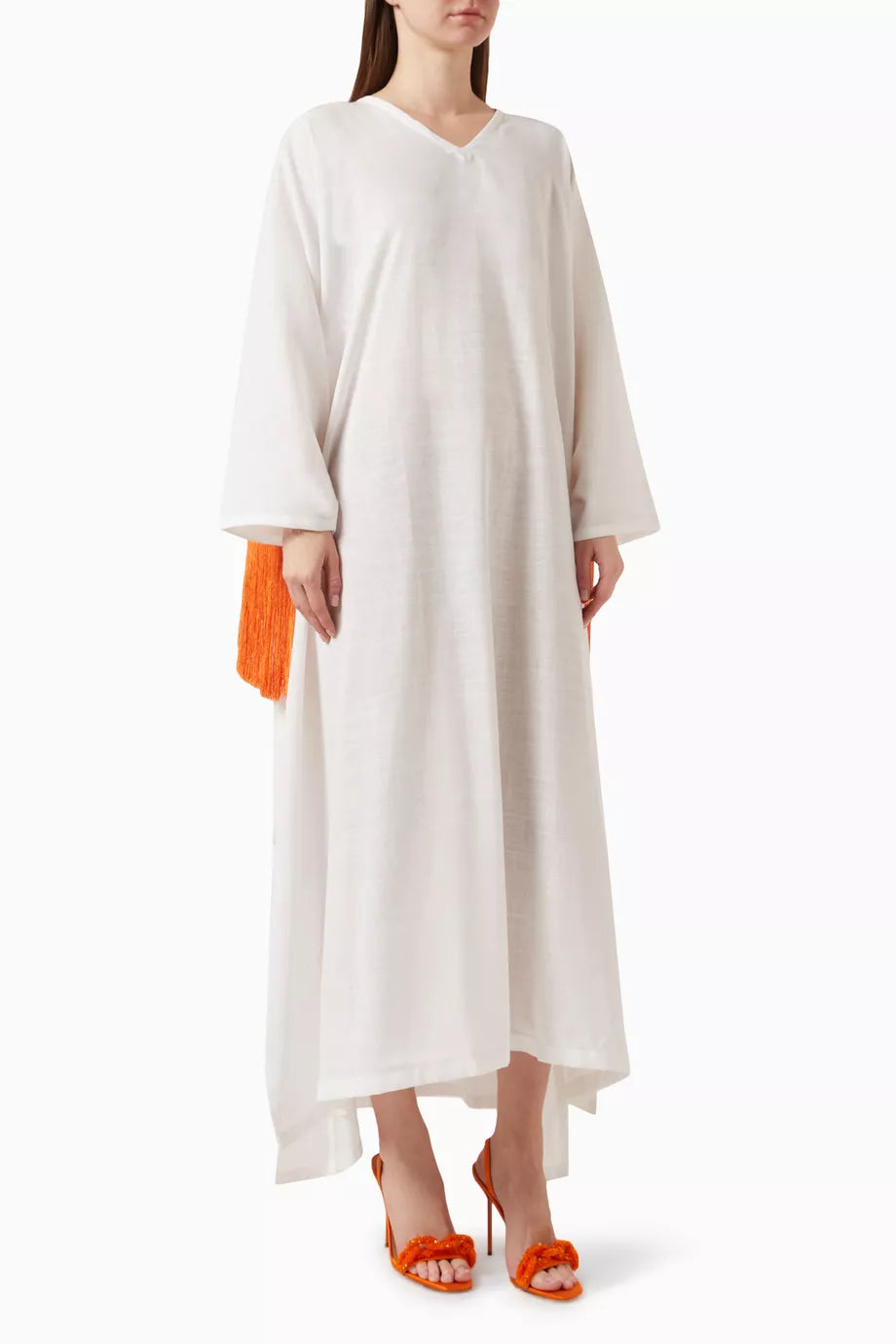 Fringed Maxi Dress in Linen