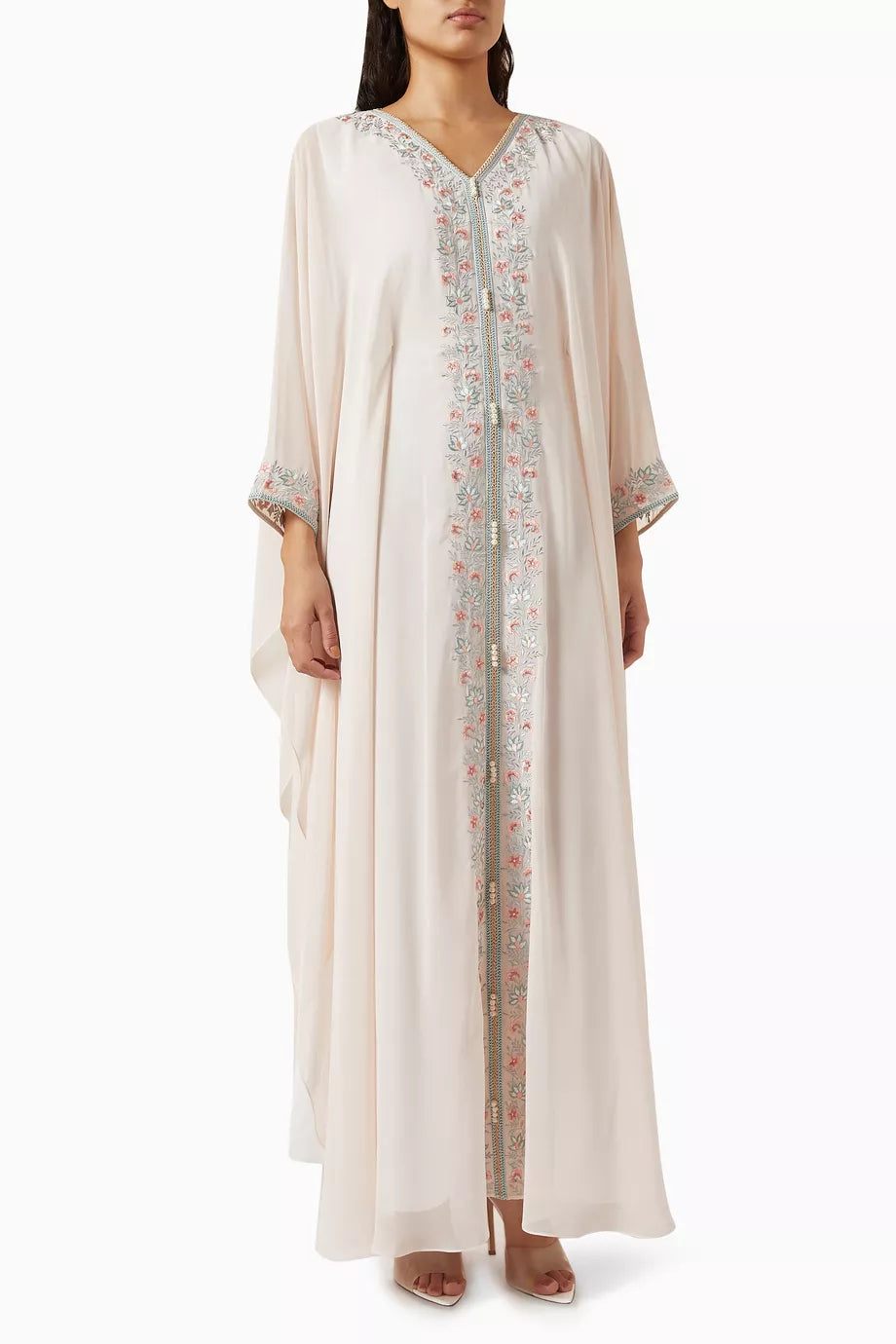 Floral Embroidered Kaftan in Chiffon