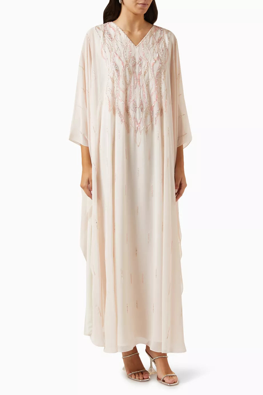 Beaded Embroidery Kaftan in Chiffon