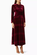 Ruched Drape Maxi Dress in Velvet