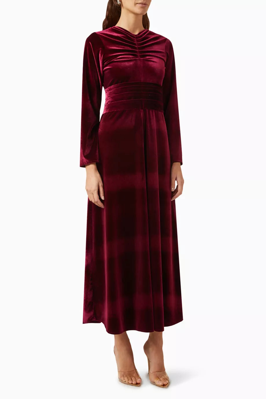 Ruched Drape Maxi Dress in Velvet