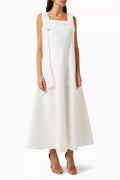 A-line Bow-detail Maxi Dress in Bridal Satin