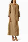 Leather-trim Abaya Jacket in Satin