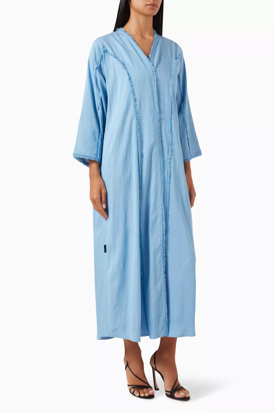 Frayed-trim Abaya