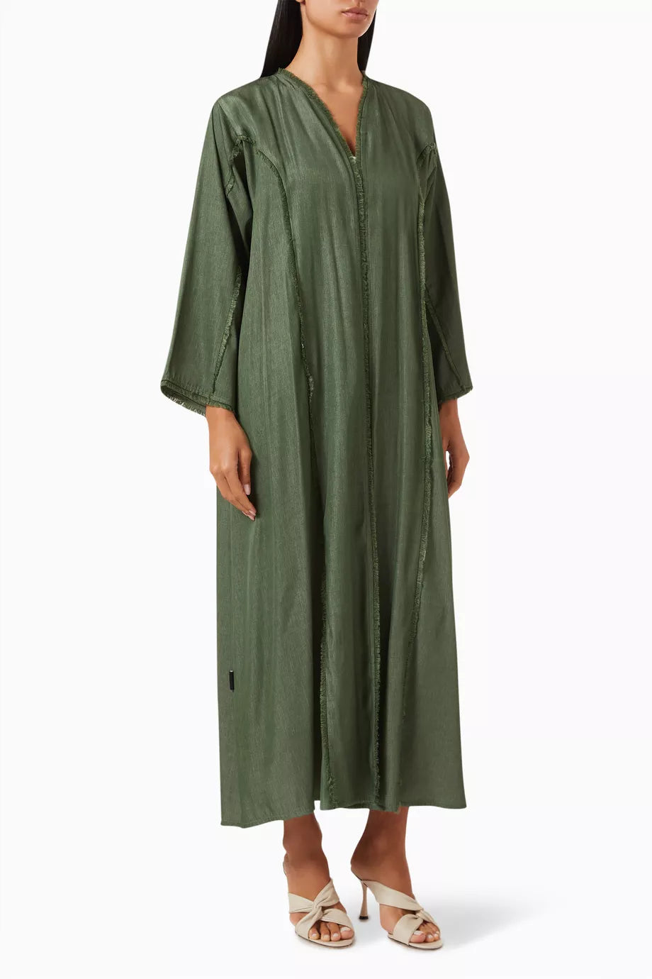 Frayed-trim Abaya