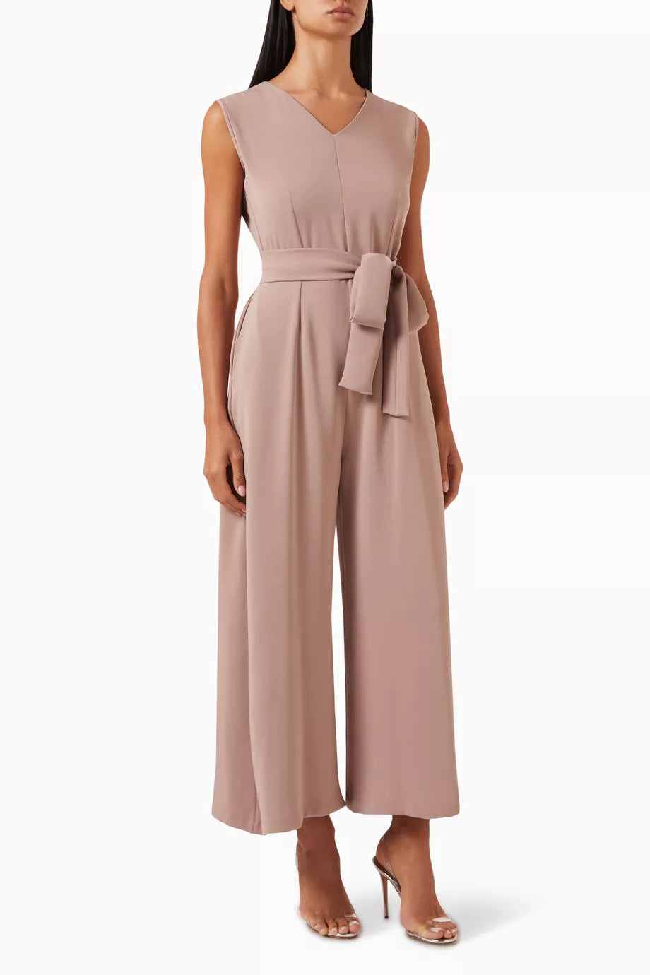 Belted Jumpsuit in Crepe