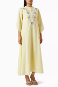 Embroidered Midi Dress in Cotton Blend