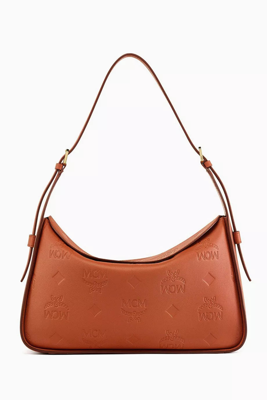 Aren Flap Hobo Bag in Embossed Monogram Leather
