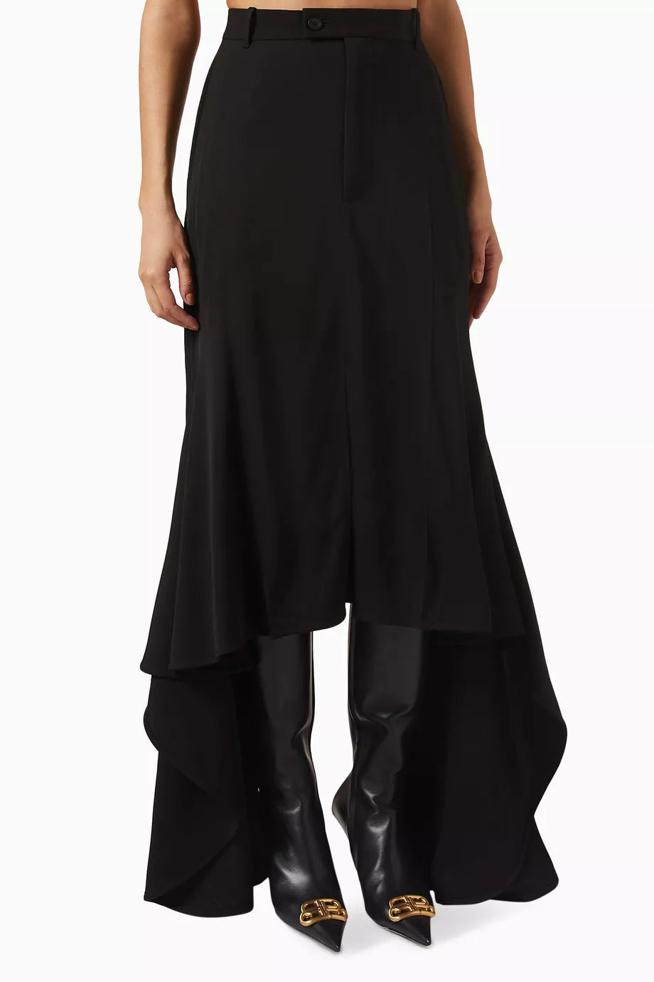 Deconstructed Godet Skirt in Wool Blend