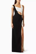 Cut-out Asymmetrical Maxi Dress in Crepe