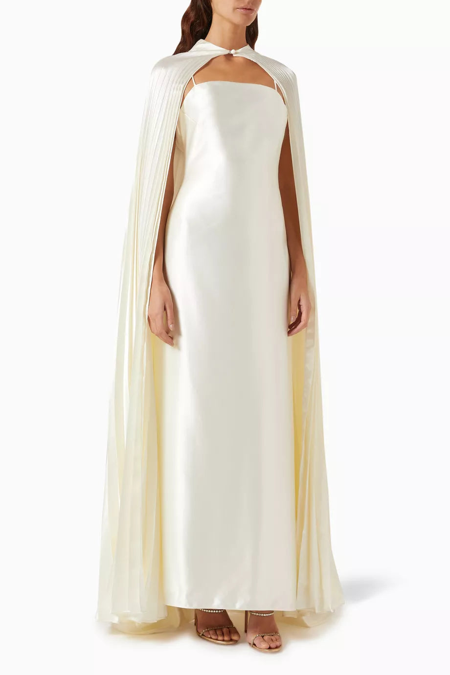 Cape Dress in Satin Crepe