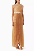 Crystal-embellished Pleated Dress