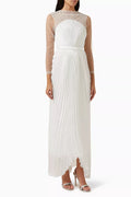 Crystal-embellished Pleated Dress