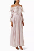 Feather Off-shoulder Gown