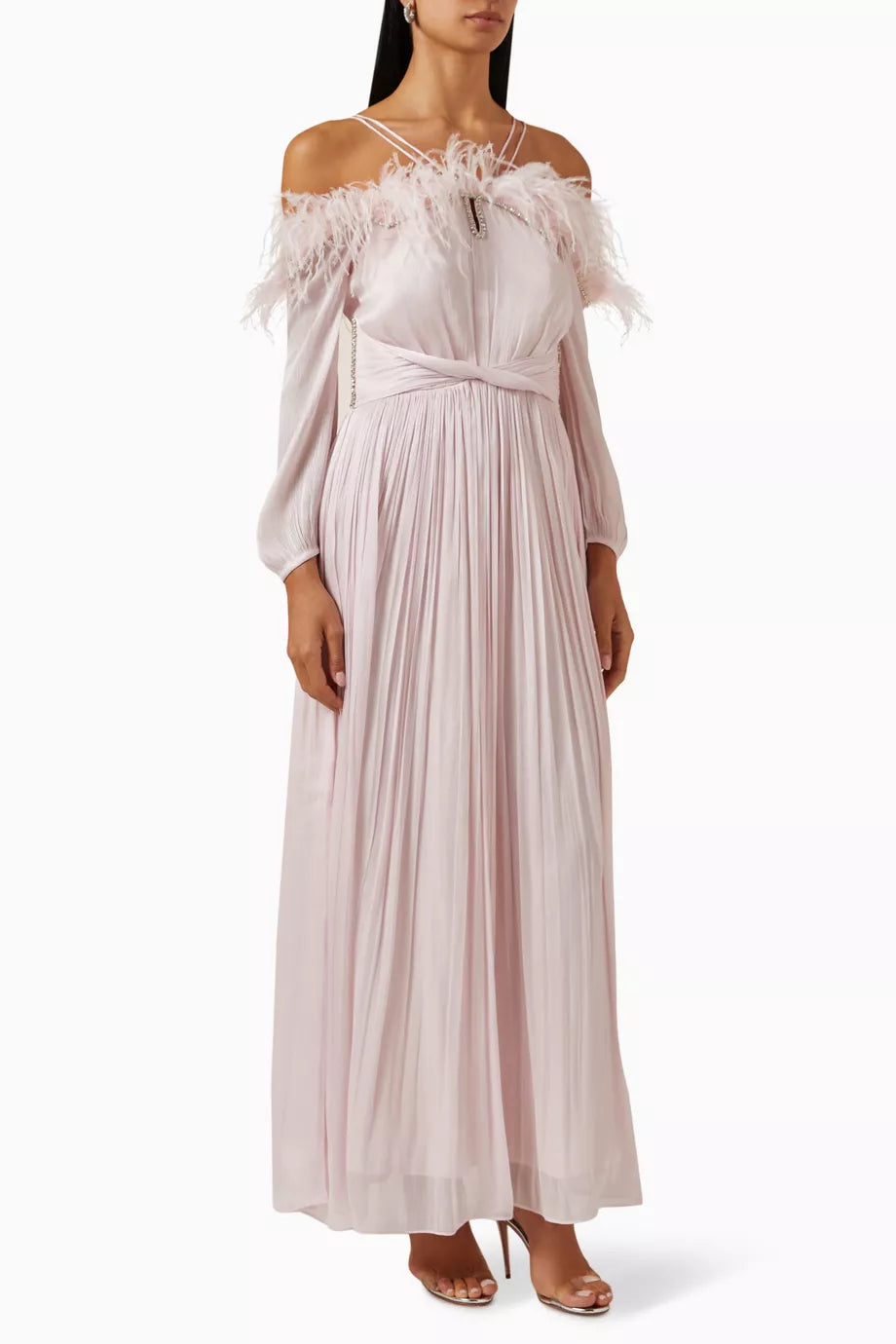 Feather Off-shoulder Gown