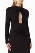 Flower-embellished Bodysuit in Viscose-blend