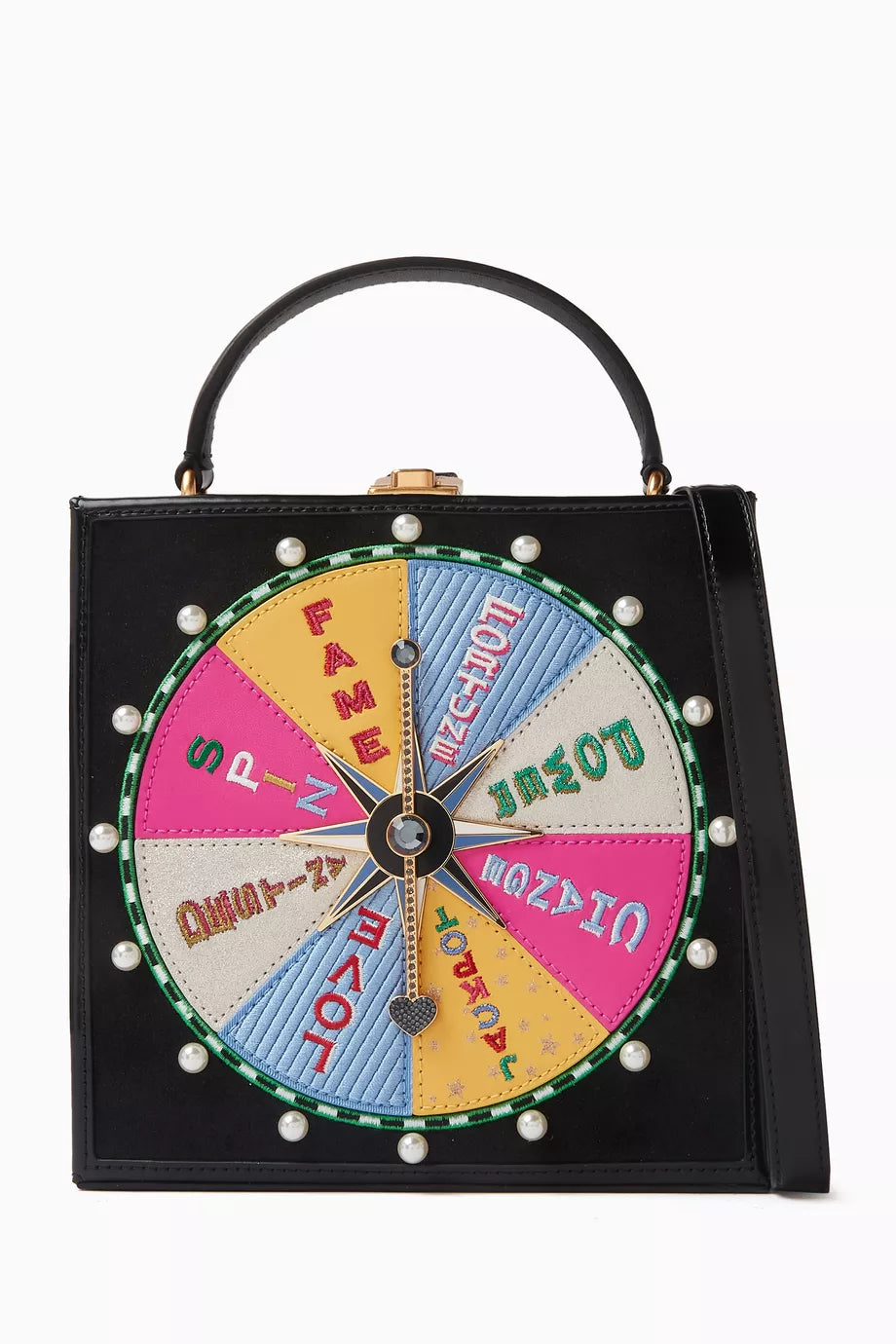 Fortune Favors 3D Embellished Top-handle Bag in Leather