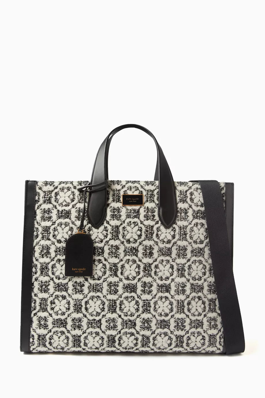 Large Manhattan Spade Flower Tote Bag in Fabric & Leather