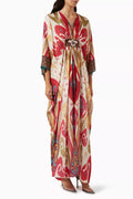 Embellished-brooch Kaftan in Silk