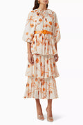 Floral-print Tiered Midi Dress