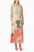 Floral-print Pleated Midi Dress