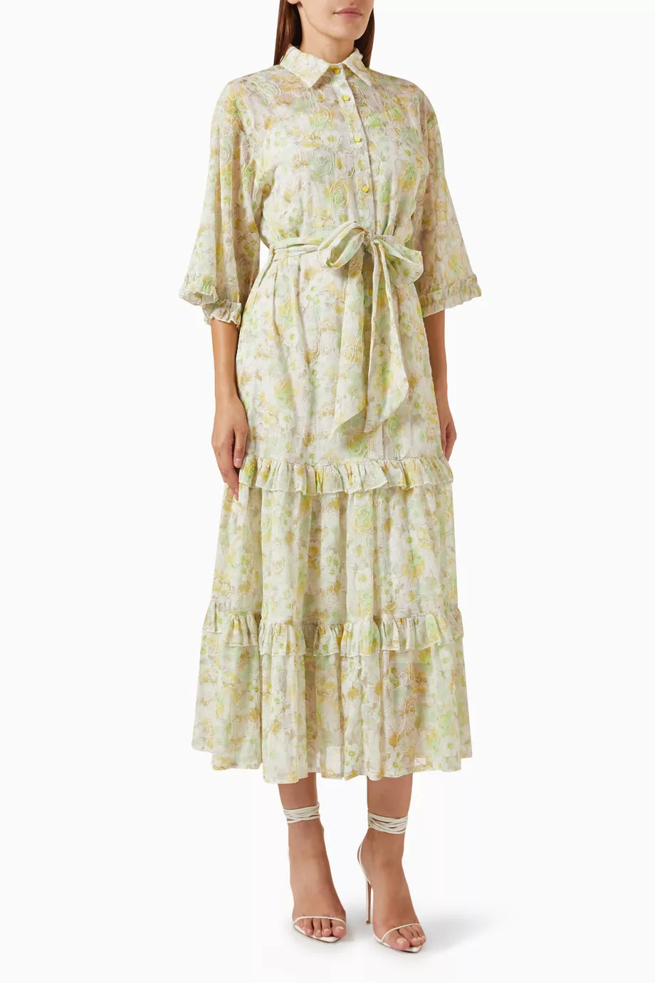 Floral-print Belted Midi Dress