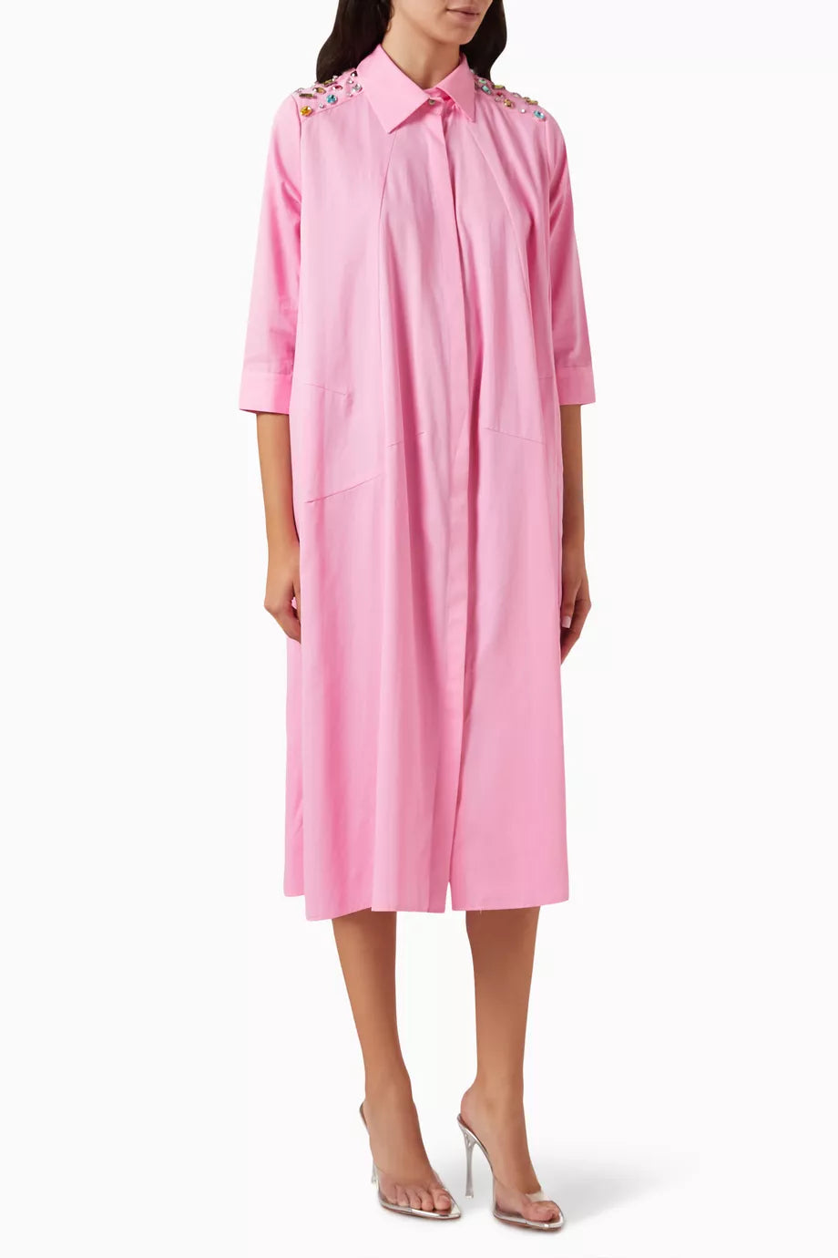 Crystal-embellished Shirt Dress