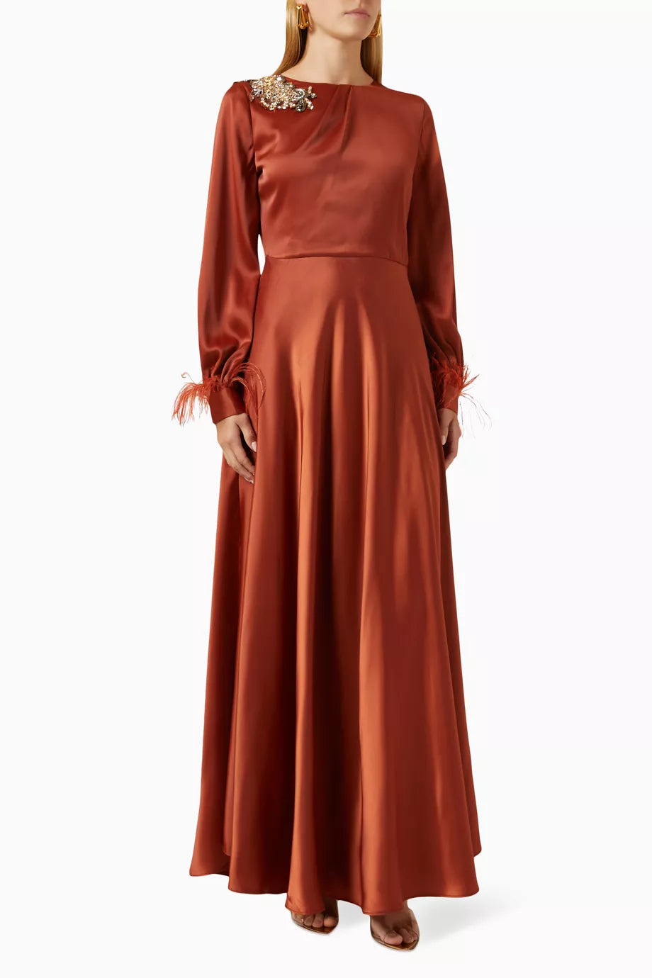 Embellished Maxi Dress in Satin