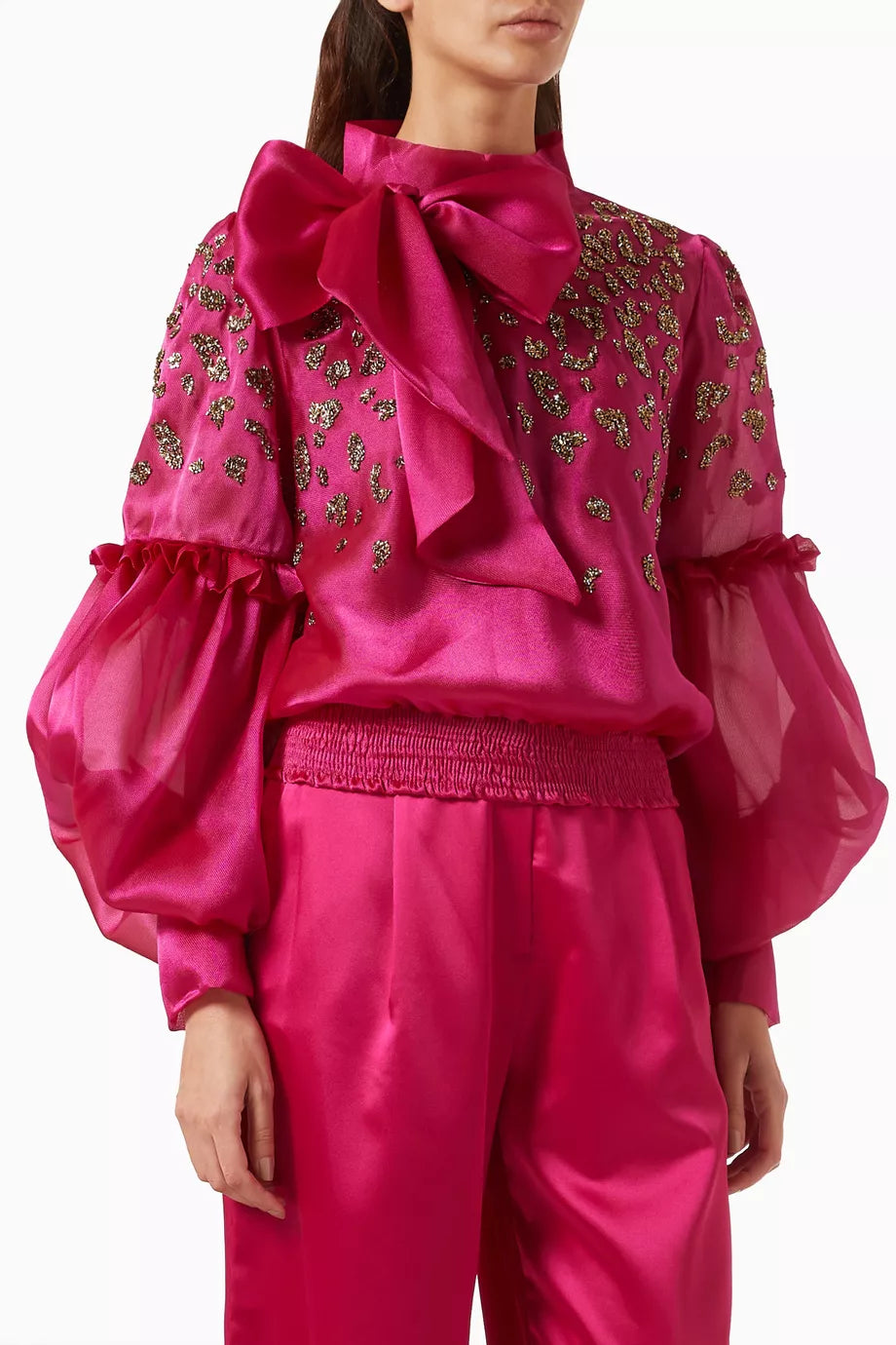 Embellished Blouse in Satin