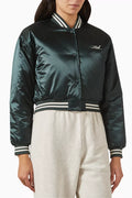 Landry II Reversible Crop Bomber Jacket in Satin