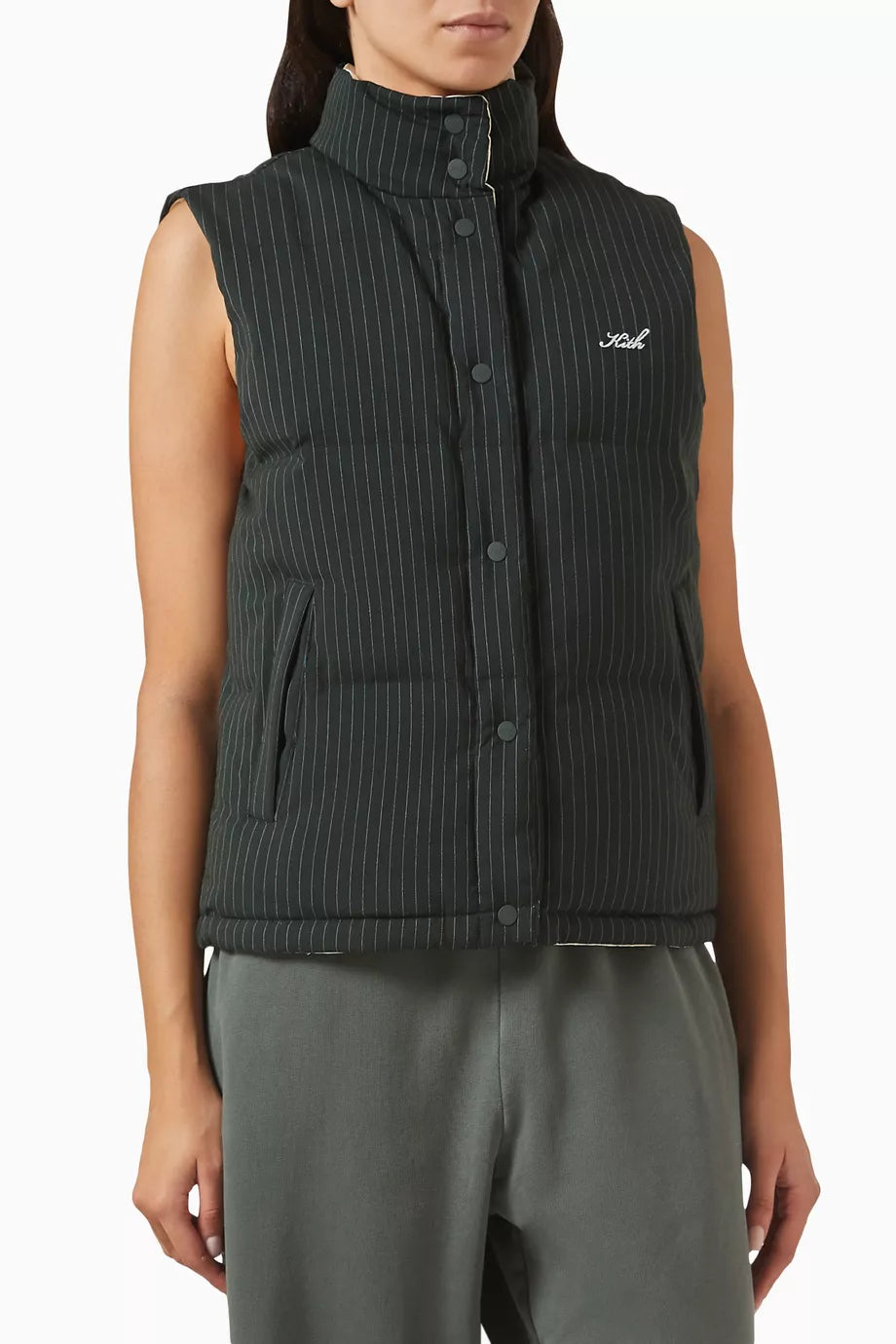 Lewis Reversible Padded Pinstripe Vest