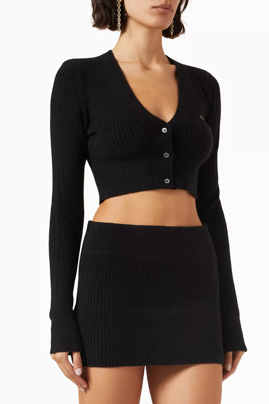 Cropped Sweater Cardigan in Nylon-blend