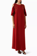 Bead-embellished Cold-shoulder Kaftan