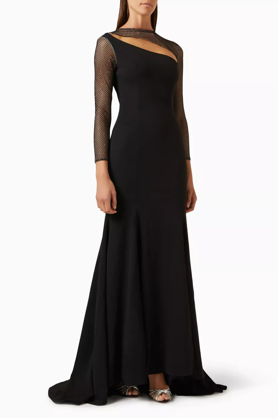 Cut-out Mermaid Gown in Crepe