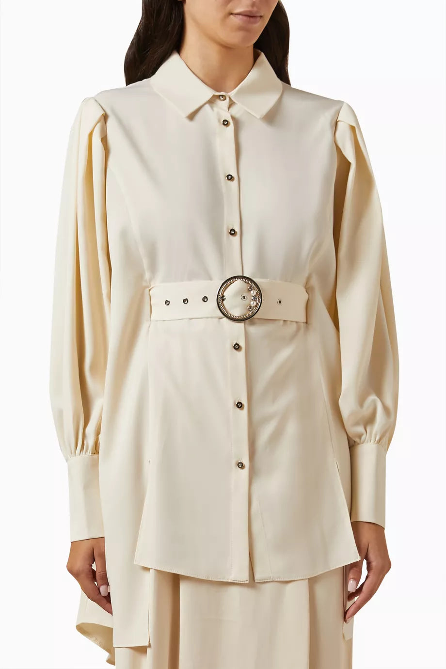 Belted Blouse in Crepe