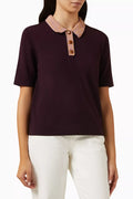 Crochet-collar Polo Shirt in Knit