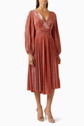 Cut-out Pleated Dress in Lurex-nylon