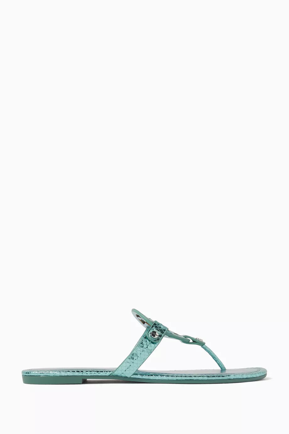 Miller Sandals in Metallic Snake-embossed Leather
