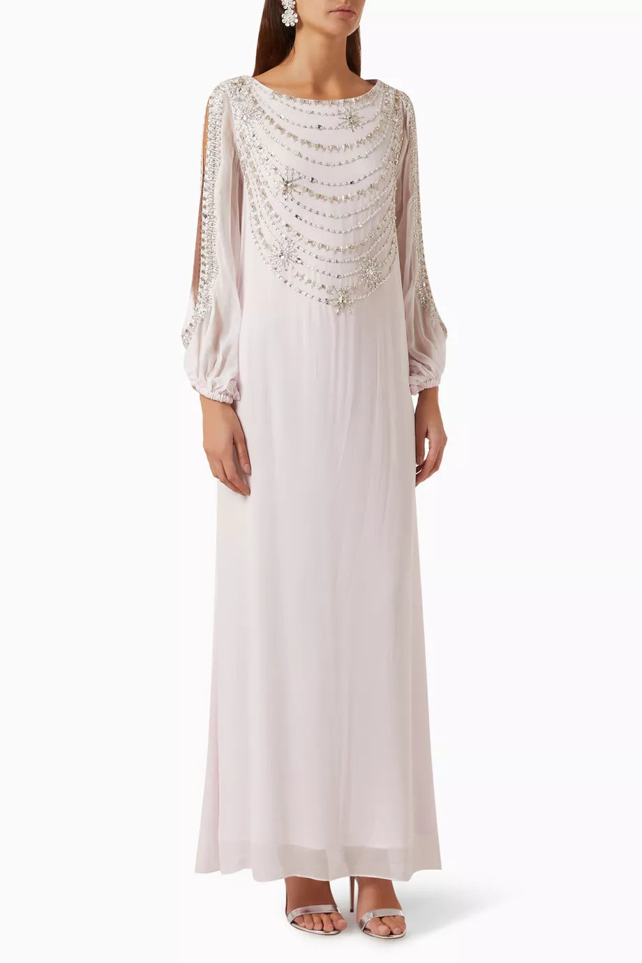 Jewel Embellished Kaftan in Silk-georgette
