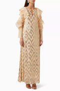 Leila Ruffle Kaftan in Silk-georgette