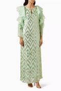 Leila Ruffle Kaftan in Silk-georgette