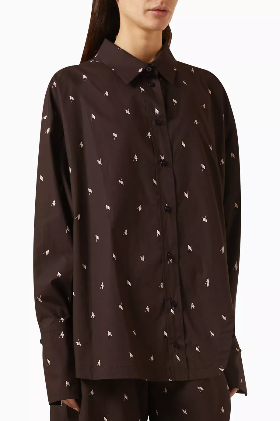 Diana Logo-print Oversized Shirt in Cotton-poplin