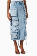 Cargo Midi Skirt in Denim