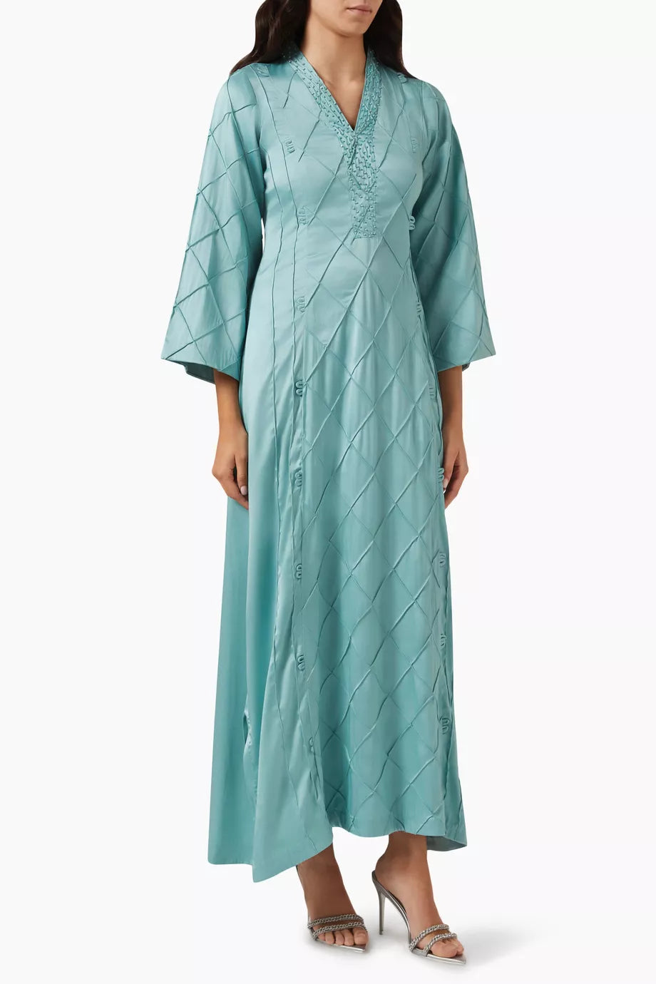 Embellished Kaftan in Crepe Satin