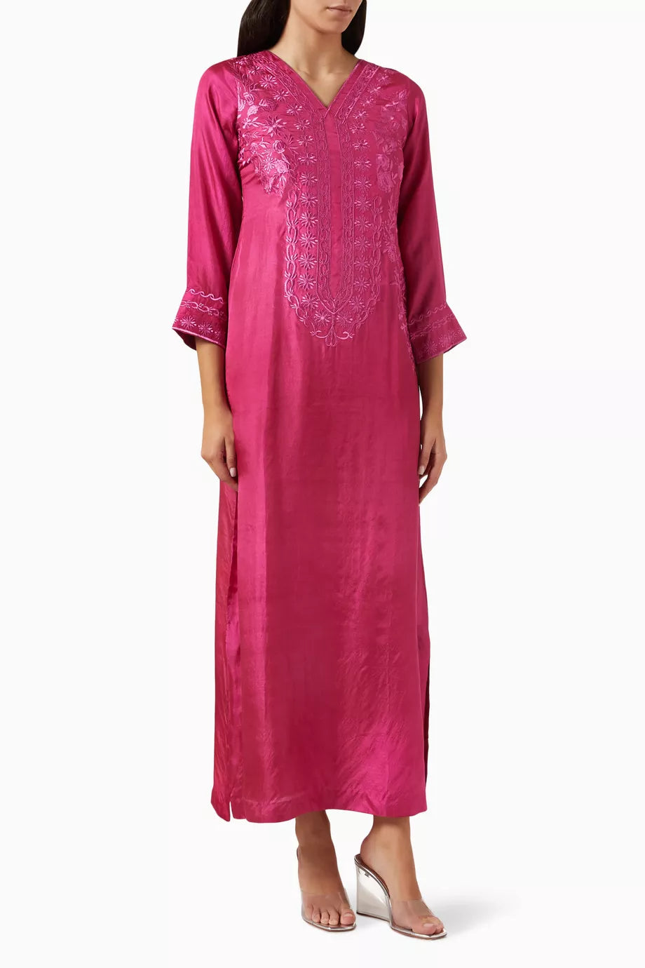 Embroidered Kaftan in Silk